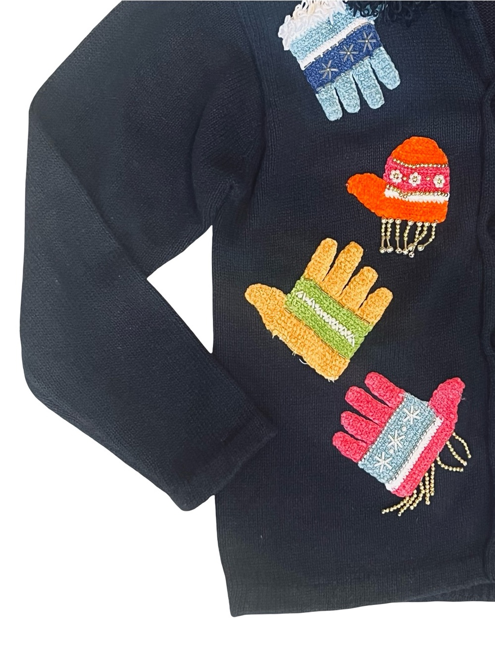 Victoria Harbour Vintage Y2K M Black Mitten Cardigan Sweater Beaded Embellished - Picture 4 of 13
